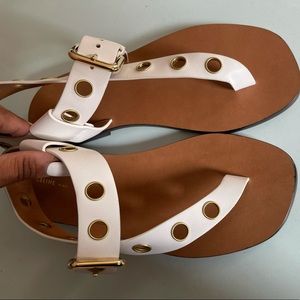 Celine Open Toe White Leather Sandal